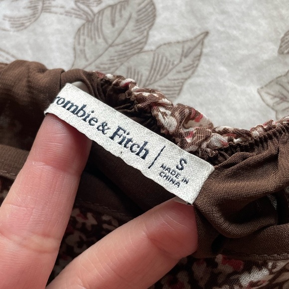 Abercrombie Brown Pink Ditsy Floral Tiered Babydoll Mini Dress Small Coquette - Picture 4 of 7